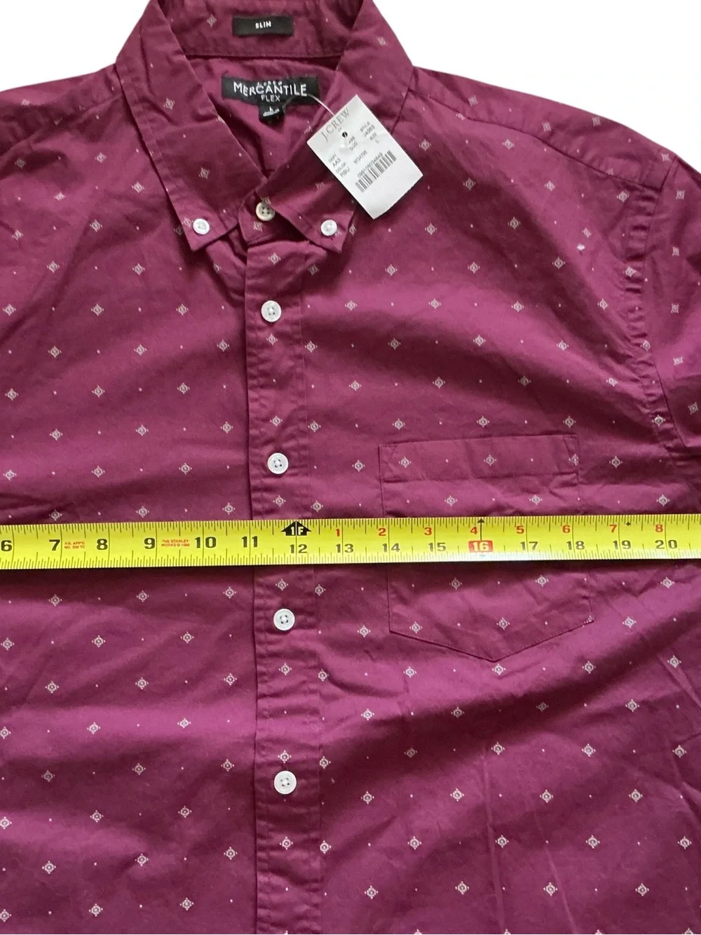 J crew mens maroon button up dress shirt size large mercantile flex slim